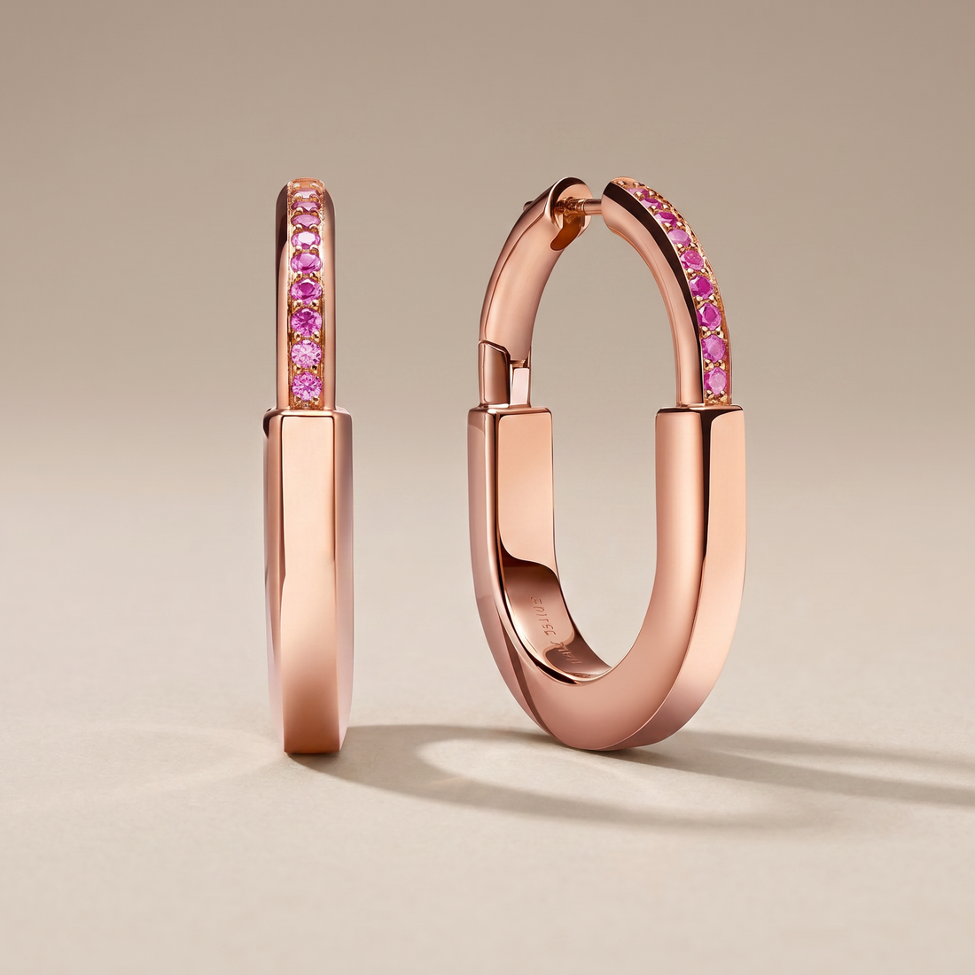 Medium Lock Hoop Earrings Rose Edition