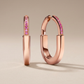 Medium Lock Hoop Earrings Rose Edition