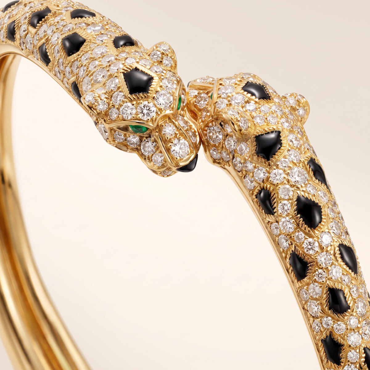 Panthere Two Heads Half-Paved Small Cuff