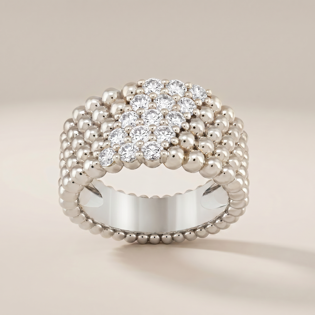 Perlée Five Row Pavé Ring