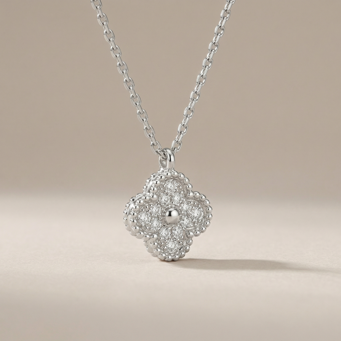 Sweet Alhambra Pavé Clover Pendant Necklace