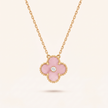 Sweet Alhambra Pink 1 Diamond Clover Necklace