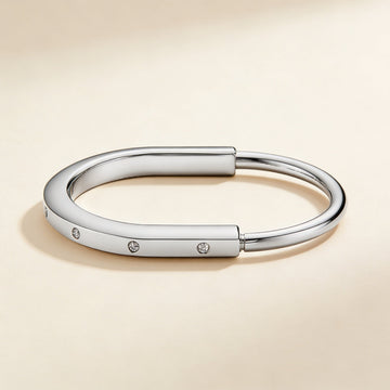 T Lock Bangle In White Gold With Diamonds Bracelet