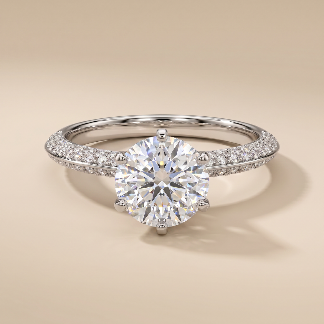 T Pavé Setting Engagement Ring