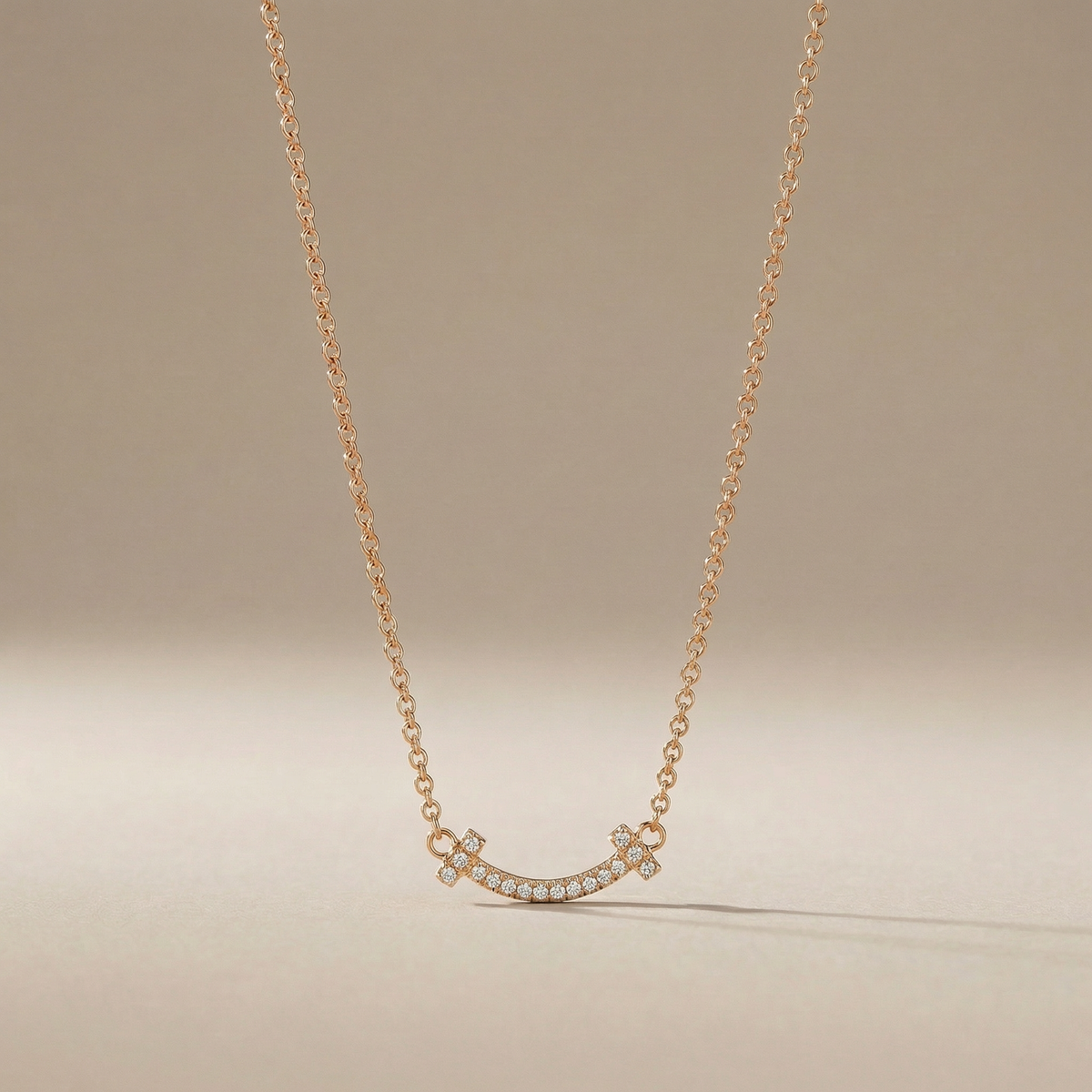 T Small Diamond Pavé Pendant Necklace