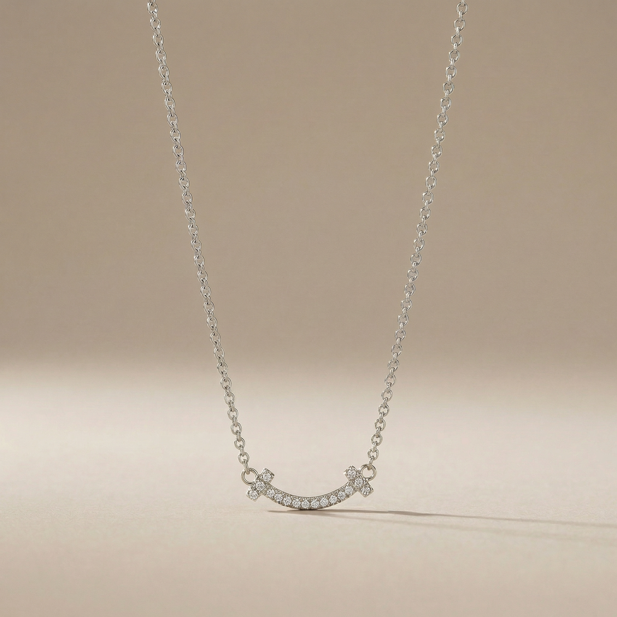 T Small Diamond Pavé Pendant Necklace