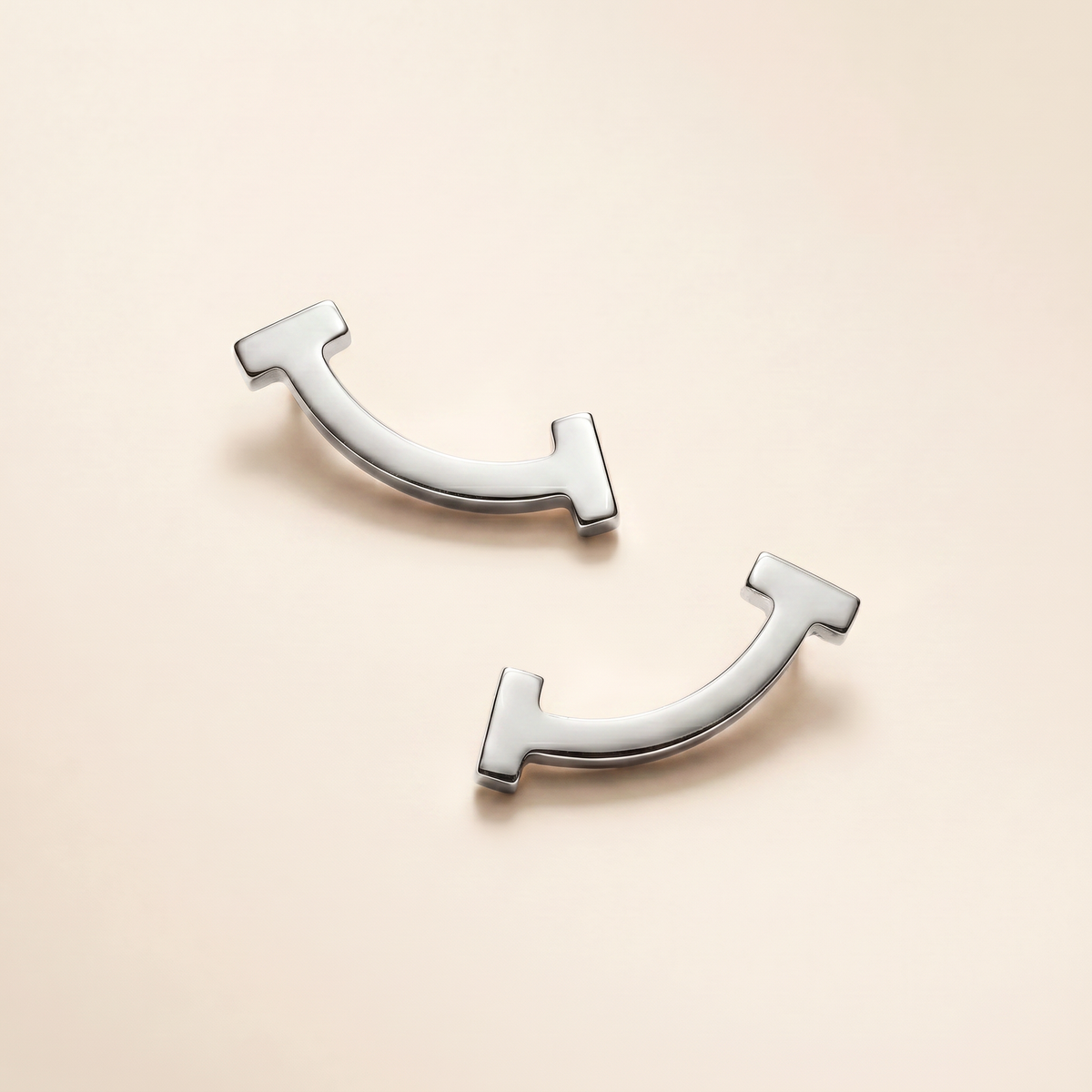 T Smile Hoop Stud Earrings