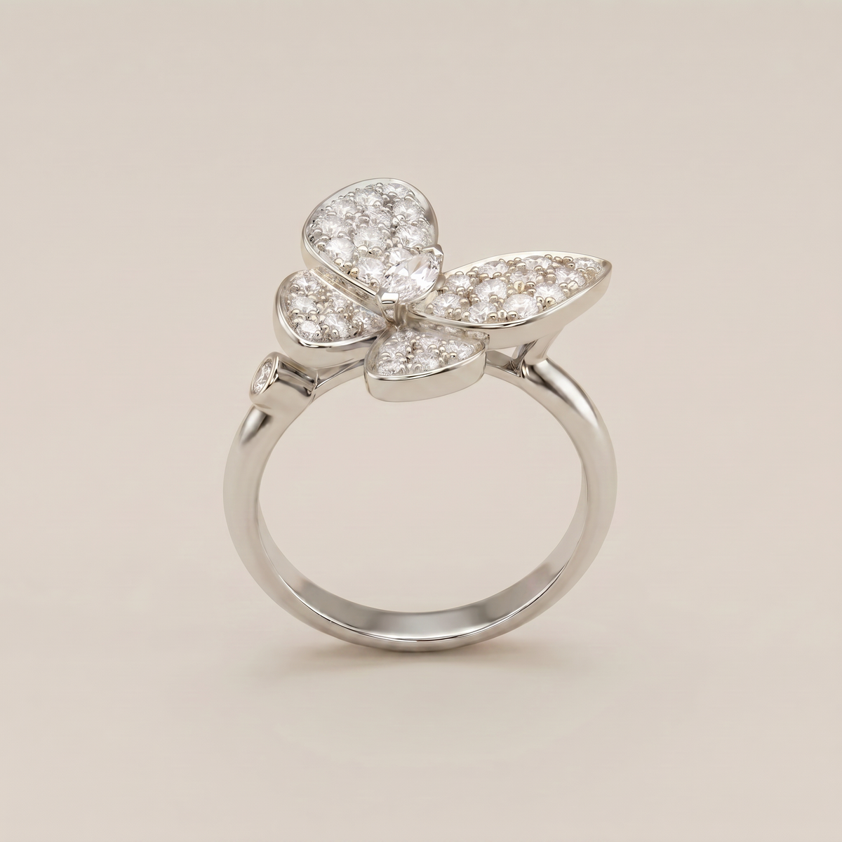 Two Butterfly Pavé Diamonds Ring
