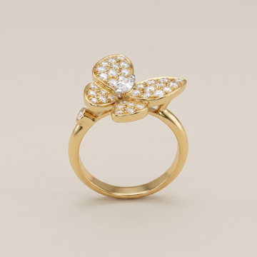 Two Butterfly Pavé Diamonds Ring