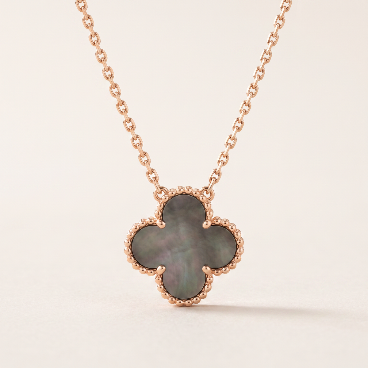 Vintage Alhambra 1 Black Mother Of Pearl Motif Necklace