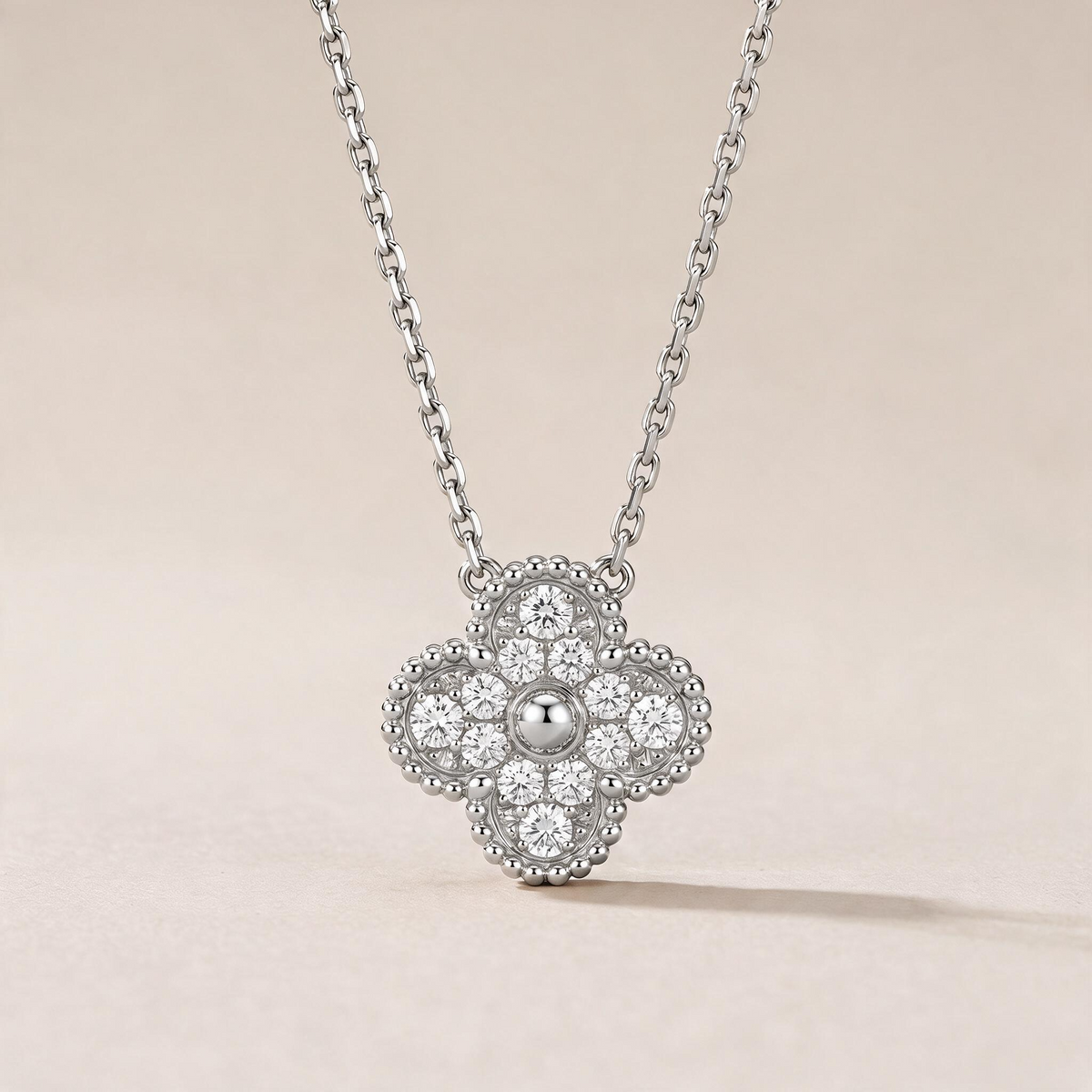 Vintage Alhambra 1 Pavé Motif Necklace