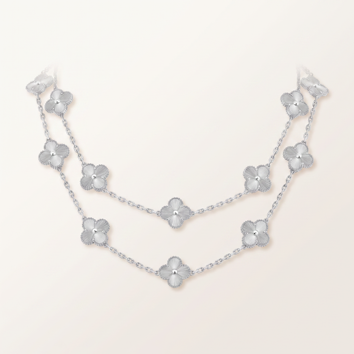 Vintage Alhambra 20 Motifs Style Fluted Clover Necklace