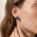 Vintage Alhambra Blue Enamel Earrings