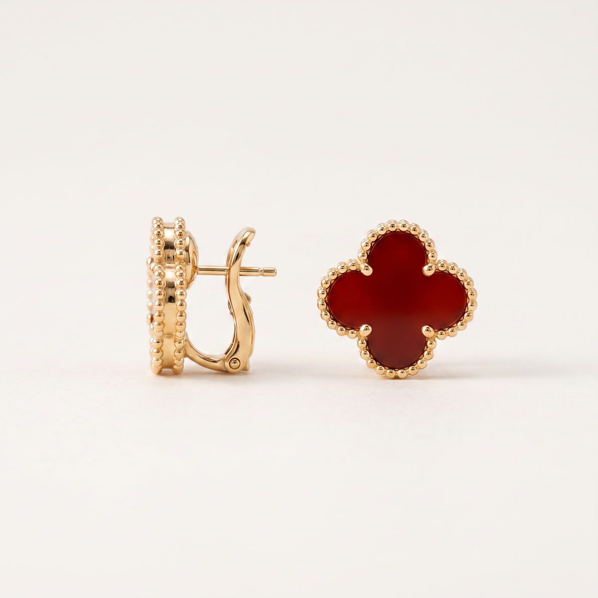 Vintage Alhambra Carnelian Motif Earrings