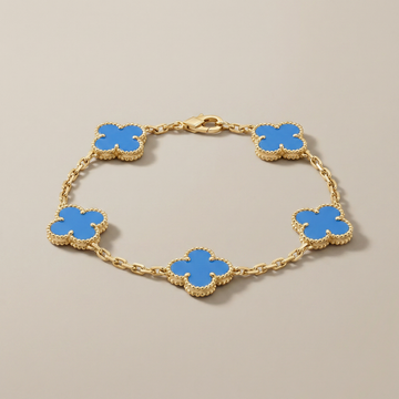 Vintage Alhambra Five Motifs Agate Clover Bracelet