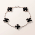 Vintage Alhambra Five Motifs Black Clover Bracelet
