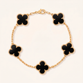 Vintage Alhambra Five Motifs Black Clover Bracelet