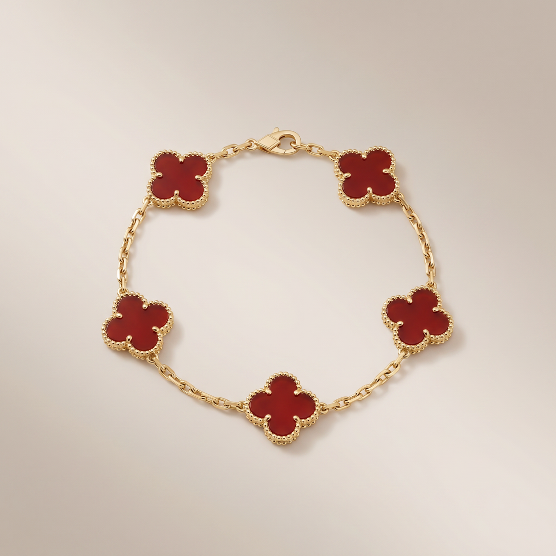 Vintage Alhambra Five Motifs Carnelian Bracelet