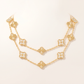 Vintage Alhambra Fluted And Diamond Clover 20 Motifs Necklace