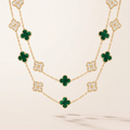 Vintage Alhambra Malachite 20 Motifs Long Clover Necklace