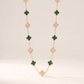 Vintage Alhambra Malachite 20 Motifs Long Clover Necklace