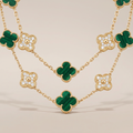 Vintage Alhambra Malachite 20 Motifs Long Clover Necklace