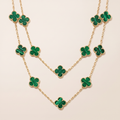 Vintage Alhambra Malachite 20 Motifs Long Necklace