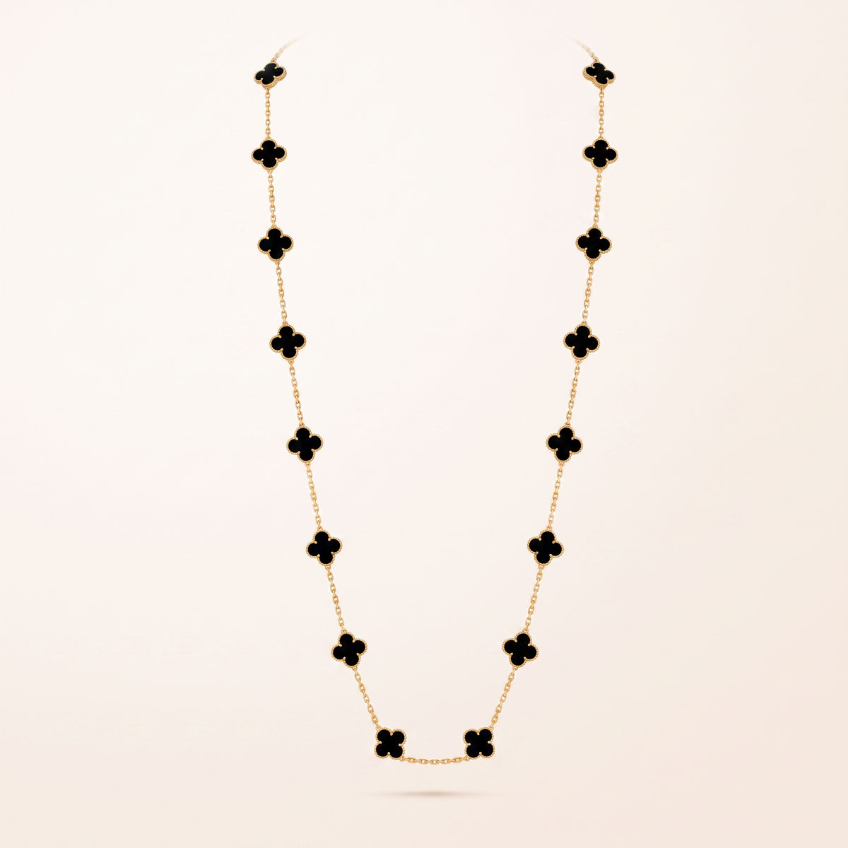 Vintage Alhambra Onyx Clover 20 Motifs Necklace