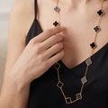 Vintage Alhambra Onyx Clover 20 Motifs Necklace