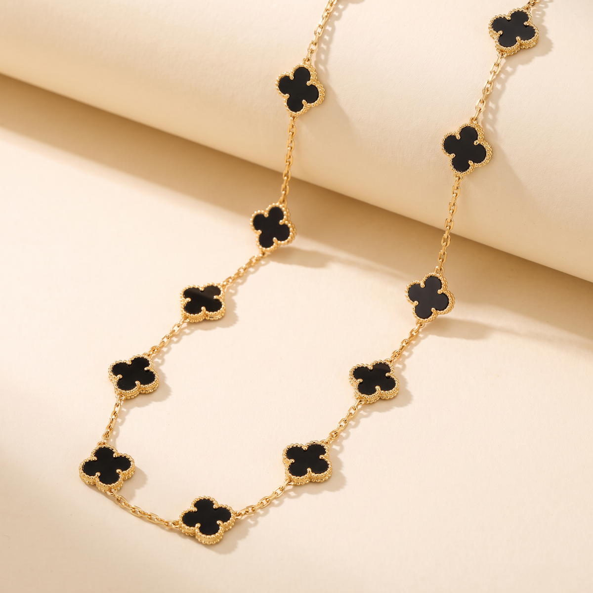 Vintage Alhambra Onyx Clover 20 Motifs Necklace