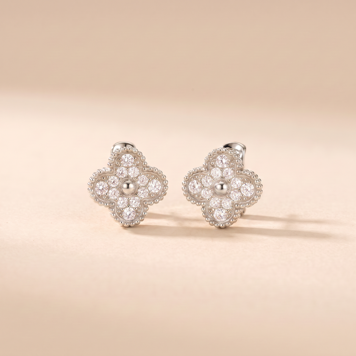 Vintage Alhambra Paved Diamond Earrings