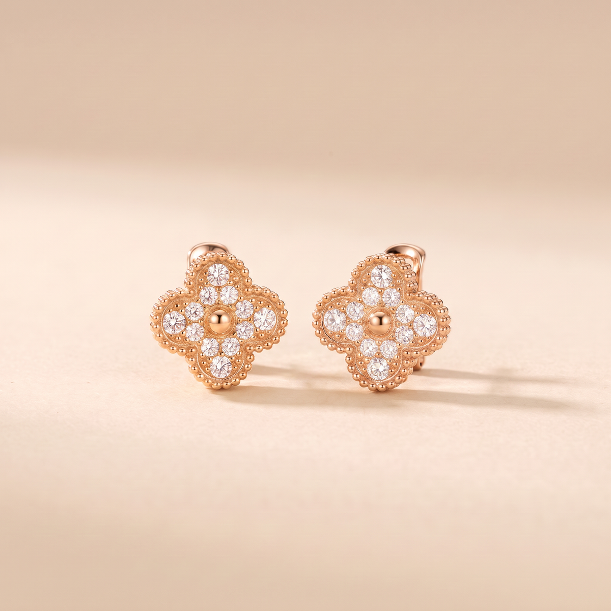 Vintage Alhambra Paved Diamond Earrings