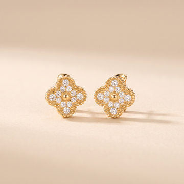 Vintage Alhambra Paved Diamond Earrings