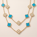 Vintage Alhambra Turquoise 20 Motifs Long Necklace