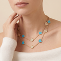 Vintage Alhambra Turquoise 20 Motifs Long Necklace
