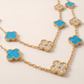 Vintage Alhambra Turquoise 20 Motifs Long Necklace